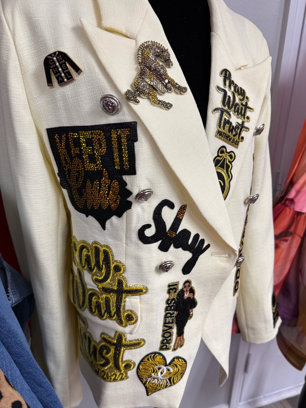 New Embroidered Double-Breasted Statement Blazer